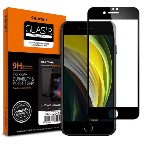 Edzett üveg Spigen FC HD for Apple iPhone SE 20/SE 22/8/7, fekete