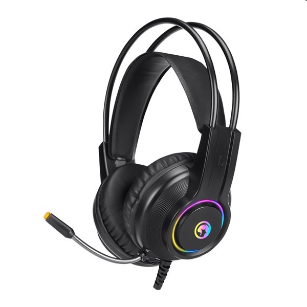 Marvo HG8935, fejhallgató mikrofonnal, hangerő vezérléssel, fekete, háttérvilágított, USB akciós termékkép 1