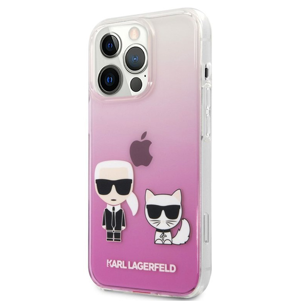 Tok Karl Lagerfeld PC/TPU Ikonik Karl and Choupette for iPhone 13 Pro, pink