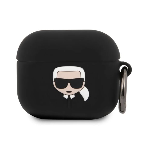 Karl Lagerfeld szilikon tok Karl Head for Apple AirPods 3 számára (KLACA3SILKHBK), Fekete