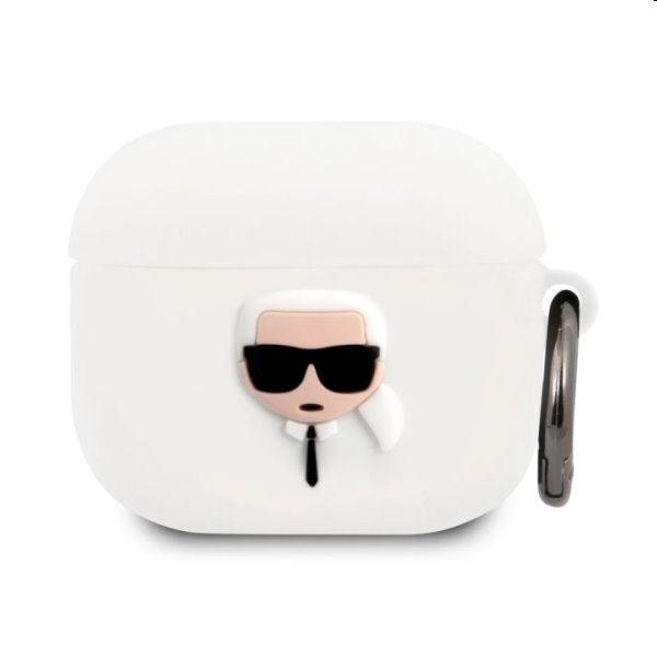 Karl Lagerfeld szilikon tok Karl Head for Apple AirPods 3 számára (KLACA3SILKHWH), fehér