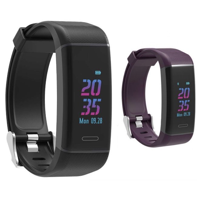 Carneo G-Fit+ fitness smartband with GPS, Fekete + violet band - OPENBOX (Bontott csomagolás, teljes garancia)
