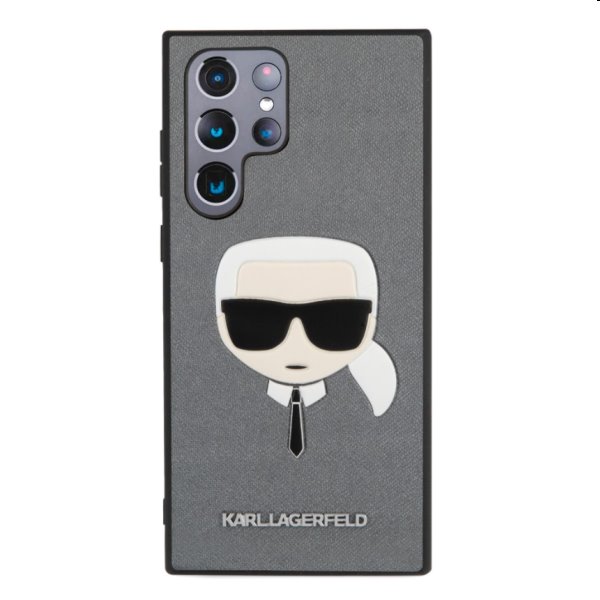 Tok Karl Lagerfeld PU Saffiano Karl Head for Samsung Galaxy S22 Ultra, ezüst