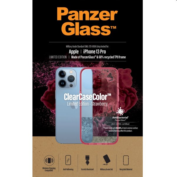 PanzerGlass ClearCaseColor AB tok Apple iPhone 13 Pro számára, rózsaszín