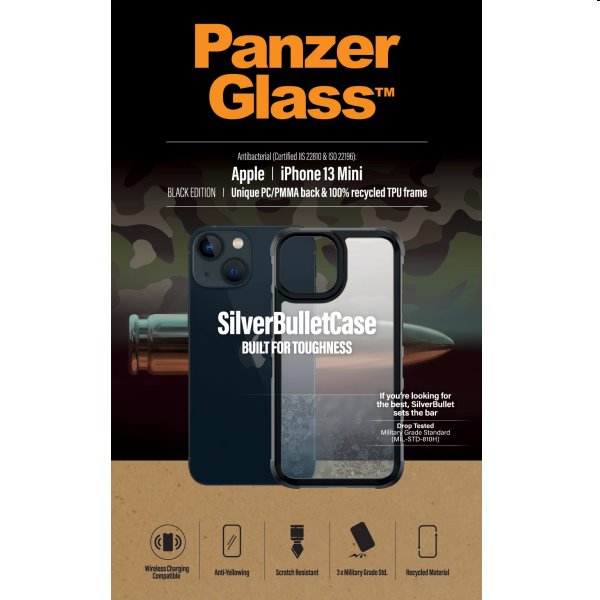 Tok PanzerGlass SilverBullet ClearCase AB for Apple iPhone 13 mini, fekete