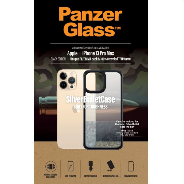 Tok PanzerGlass SilverBullet ClearCase AB for Apple iPhone 13 Pro Max, fekete