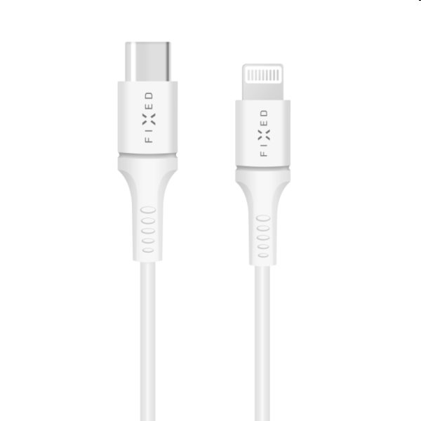 FIXED Adat- és töltőkábel USB-C/Lightning MFI, PD, 60 W, 1 m, fehér