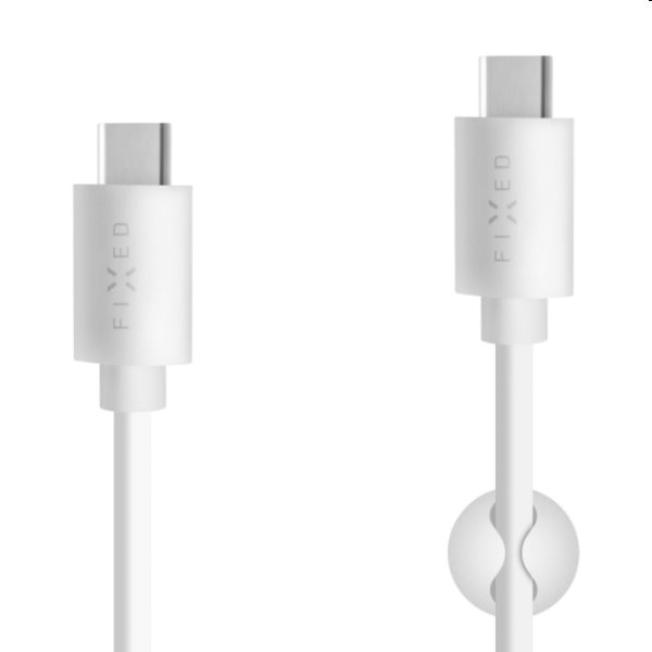 FIXED Adat- és töltőkábel USB-C/USB-C, PD, USB 2.0, 60 W, 1 m, fehér