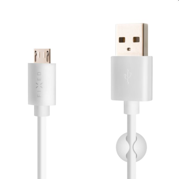 FIXED Adat- és töltőkábel USB/micro USB, 20 W, 1 m, fehér