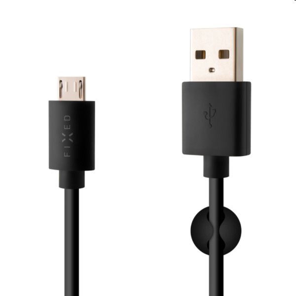 FIXED Adat- és töltőkábel USB/micro USB, 20 W, 2 m, fekete