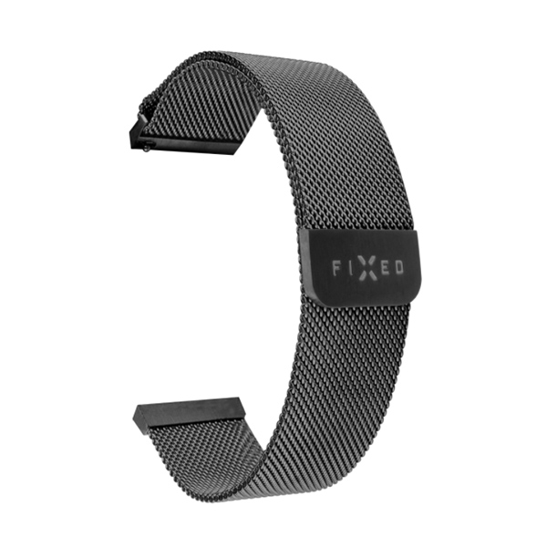FIXED Mesh Rozsdamentes szíj for Smart Watch 22 mm, fekete