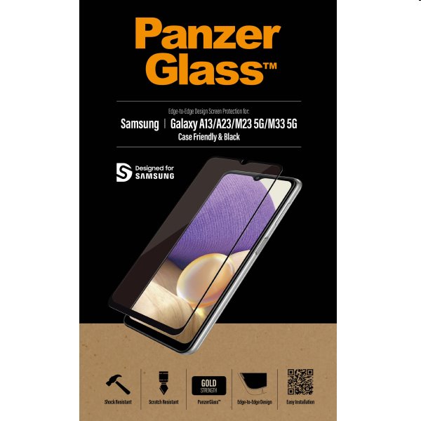 Temperált védőüveg PanzerGlass Case Friendly for Samsung Galaxy A13/A13 5G/M23 5G/M33 5G, fekete