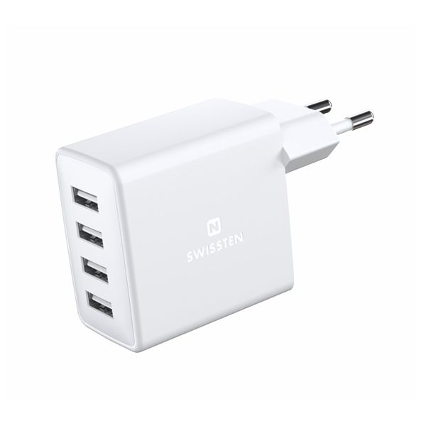 Adapter Swissten 4 x USB 4 A 20 W, fehér Adapter Swissten 4 x USB 4 A 20 W, fehér