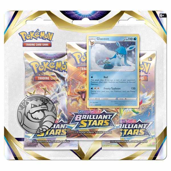 Pokémon TCG Sword & Shield 9 Brilliant Stars 3 pack Blister Glaceon (Pokémon) Kártyajáték