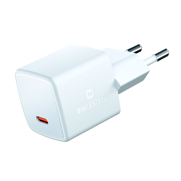 Mini Adapter Swissten GaN USB-C 25W POWER DELIVERY, fehér