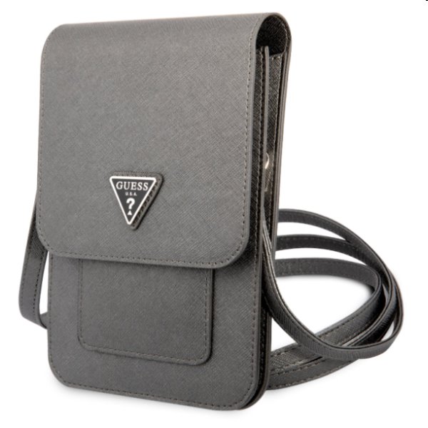 Guess PU Saffiano Triangle Logo Phone Bag táska, szürke