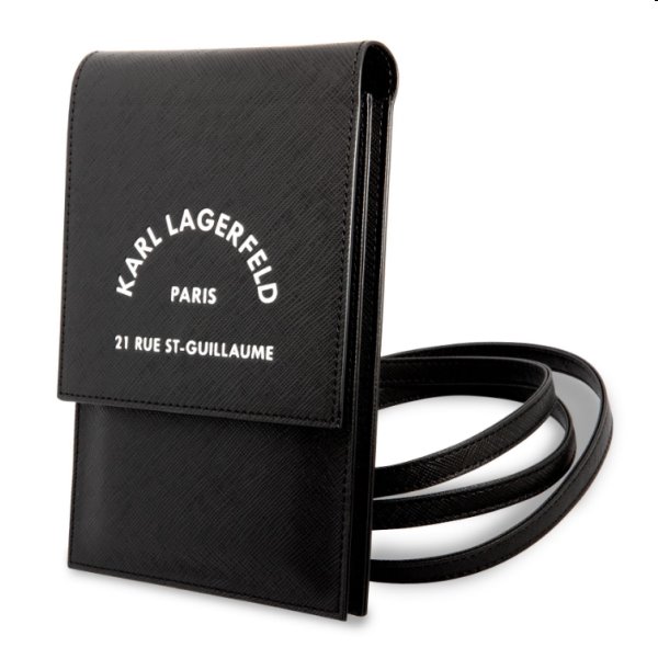 Karl Lagerfeld Saffiano Rue Saint Guillaume Wallet Phone Bag táska, Fekete