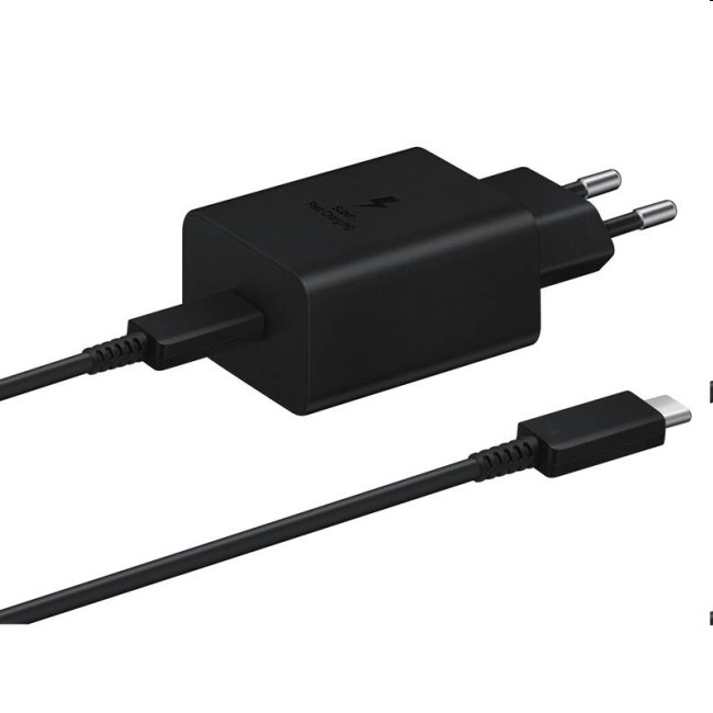 Gyorstöltő Samsung 45W USB-C kábellel, Fekete Gyorstöltő Samsung 45W USB-C kábellel, Fekete