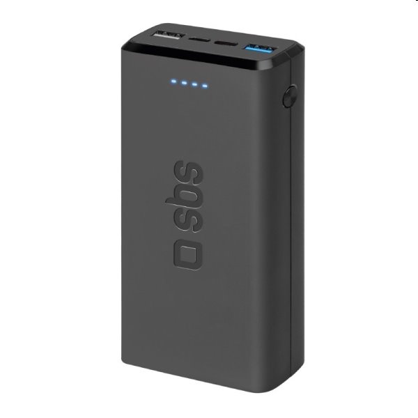 SBS Powerbank 20 000 mAh mAh, 2x USB, 2,1 A, fekete