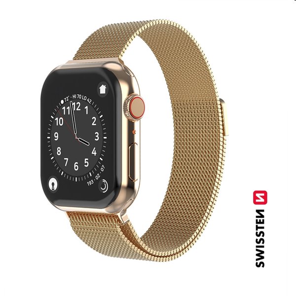 Swissten Milanese Loop szíj Apple Watch 42-44 számára, gold