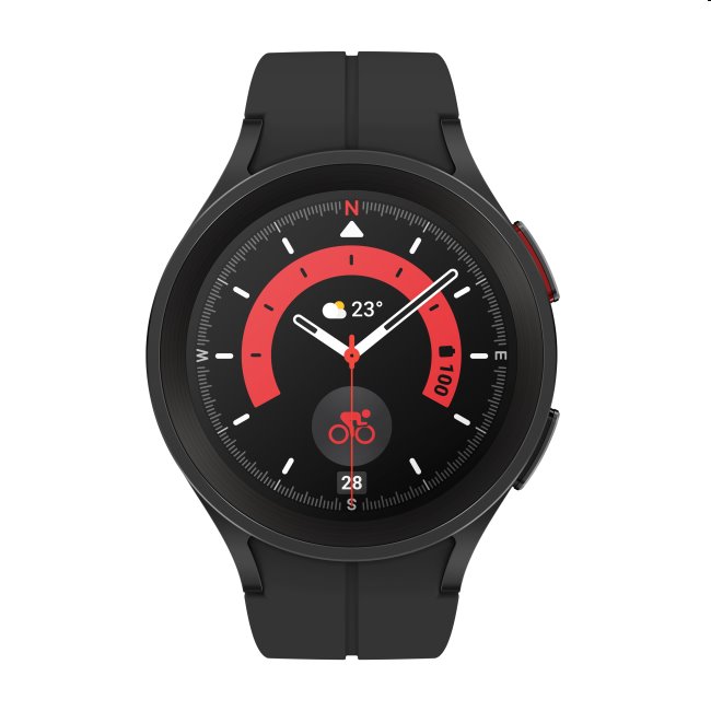 Samsung Galaxy Watch5 Pro 45mm, Fekete titanium, B osztály - használt, 12 hónap garancia