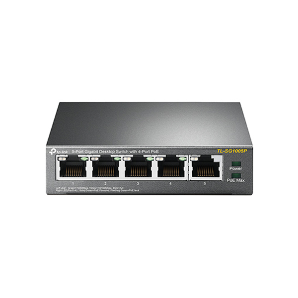 tp-link TL-SG1005P, 5 port Gigabit mini Desktop Switch, 5x 10/100/1000M RJ45 ports, 4x PoE, steel case akciós termékkép 1