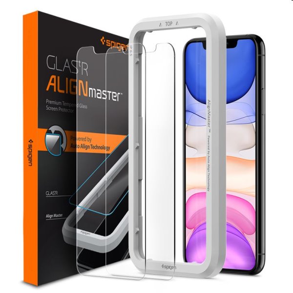 Edzett üveg Spigen Align Glass for Apple iPhone 11/XR, 2 darab