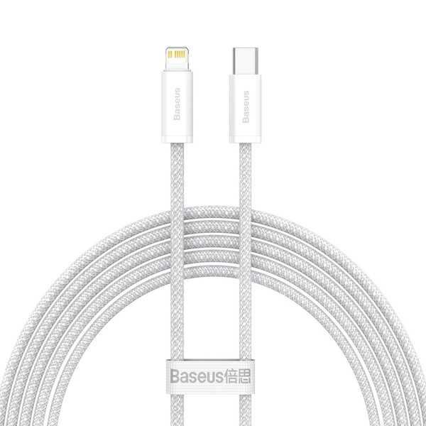 Baseus gyorsan töltő adatkábel USB-C/Lightning 2m, fehér Baseus gyorsan töltő adatkábel USB-C/Lightning 2m, fehér