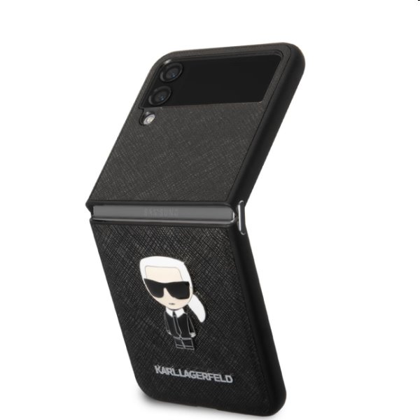 Karl Lagerfeld PU Saffiano Ikonik Tok Samsung Galaxy Z Flip4 számára, fekete