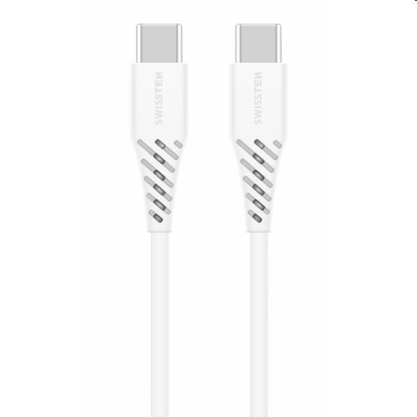 Swissten Adat- és töltőkábel TPU USB-C/USB-C, PD,2,5 m, fehér