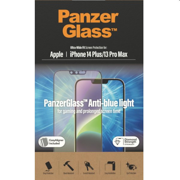 Védőüveg PanzerGlass Anti-Bluelight AB for Apple iPhone 14 Plus/13 Pro Max, fekete