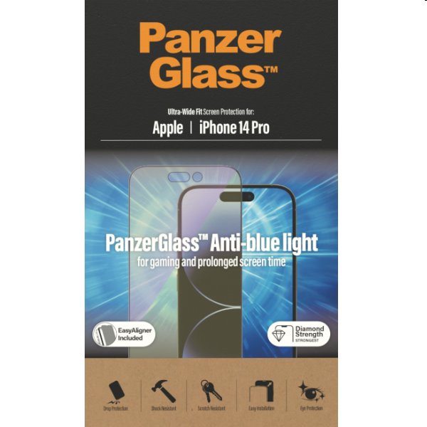 Védőüveg PanzerGlass Anti-Bluelight AB for Apple iPhone 14 Pro, fekete