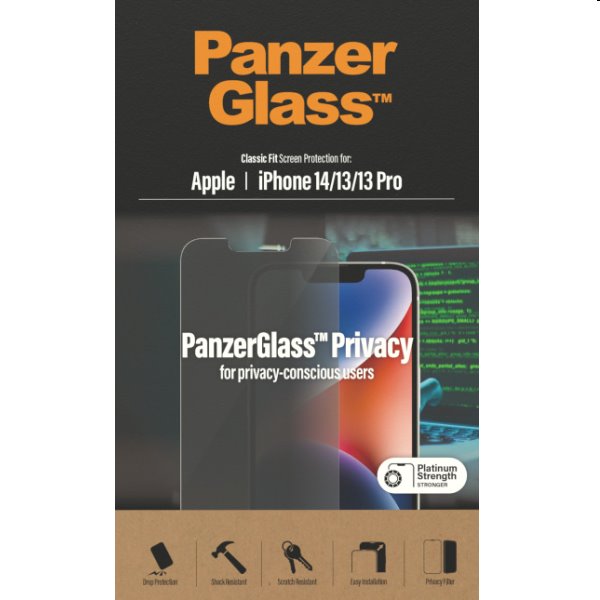 Védőüveg PanzerGlass Privacy AB for Apple iPhone 14/13/13 Pro, fekete