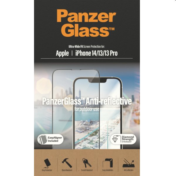 Védőüveg PanzerGlass UWF Anti-Reflective AB for Apple iPhone 14/13/13 Pro, fekete