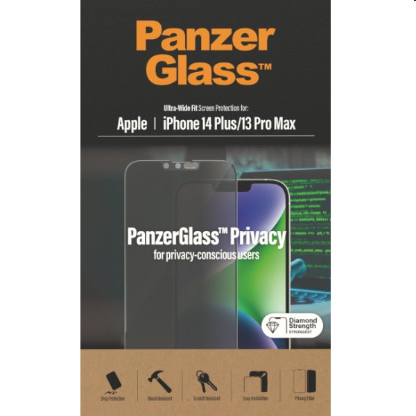 Védőüveg PanzerGlass UWF Privacy AB for Apple iPhone 14 Plus/13 Pro Max, fekete