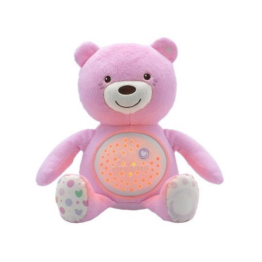 CHICCO Altató medve projektorral és zenével Baby Bear First Dreams - rózsaszín 0m+