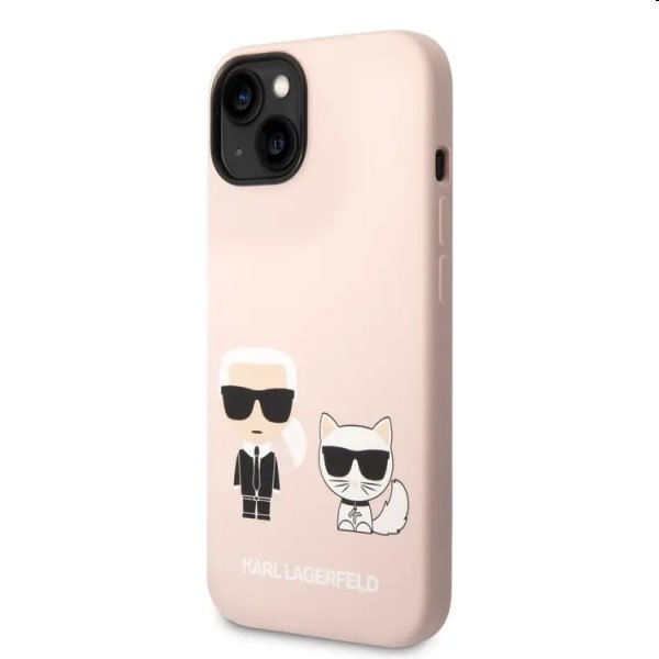 Tok Karl Lagerfeld and Choupette Liquid Silicone for Apple iPhone 14, rózsaszín
