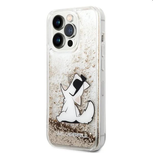 Tok Karl Lagerfeld Liquid Glitter Choupette Eat for Apple iPhone 14 Pro Max, arany