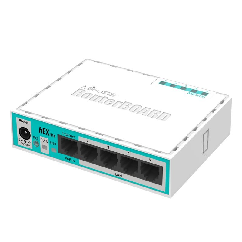 MIKROTIK RouterBOARD hEX lite + L4 (850MHz, 64 MB RAM, 5xLAN switch, plastic case, forrás) akciós termékkép 1