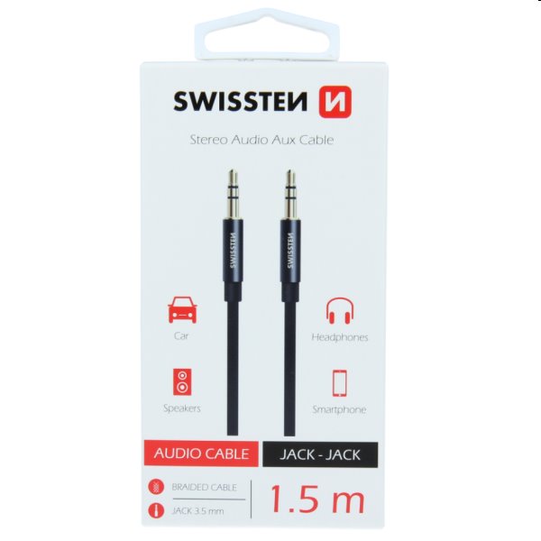 Audió Adapter Swissten Jack/Jack 1.5m, fekete