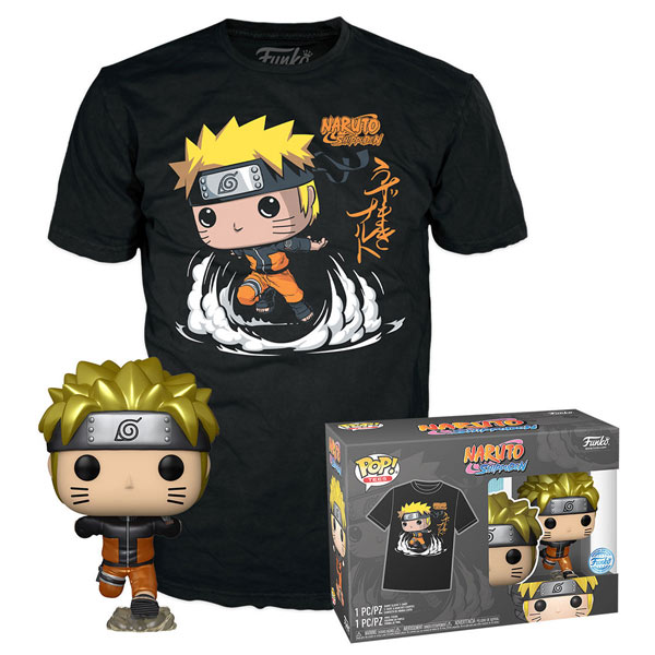 Funko POP! & Tee Póló (méret S) és Figura készlet Naruto Running (Metallic) (Naruto)