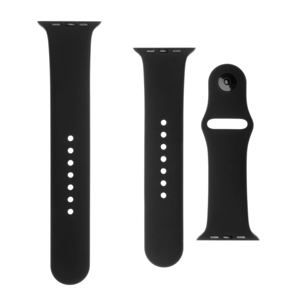 FIXED Silicone strap for Apple Watch 42/44/45 mm, Fekete - OPENBOX (Bontott csomagolás, teljes garancia)