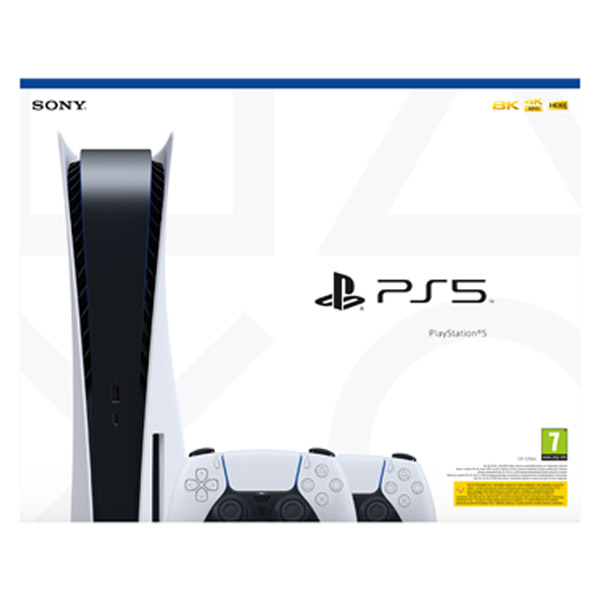 Sony PlayStation 5 + PlayStation 5 DualSense Vezeték nélküli Vezérlő, fekete & fehér