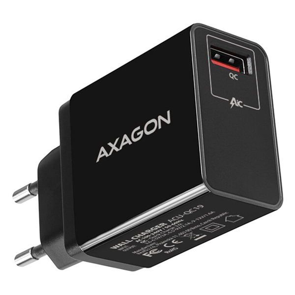 AXAGON ACU-QC19 hálózati adapter 1x QC3.0/AFC/FCP/SMART, 19 W, fekete