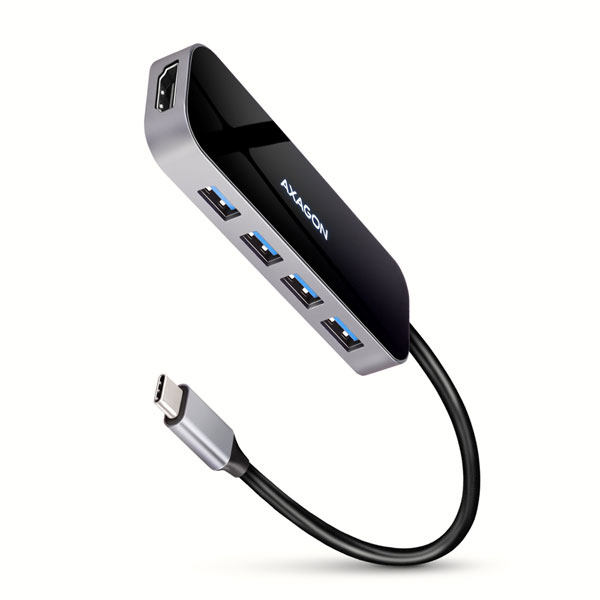 AXAGON HMC-6H4A, USB 3.2 Gen 1 hub, port 4x USB-A, HDMI 4k/30Hz, PD 100W, kábel USB-C 20cm akciós termékkép 1