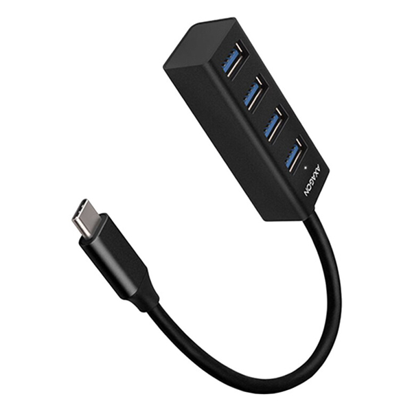 AXAGON HUE-M1C 4x USB3.2 Gen 1 MINI hub, metal, 20 cm USB-C kábel