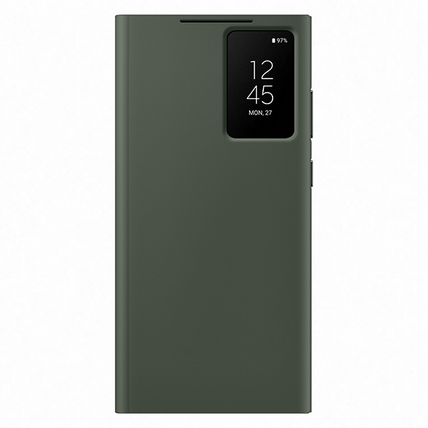 Okos View Wallet tok Samsung Galaxy S23 Ultra számára, zöld