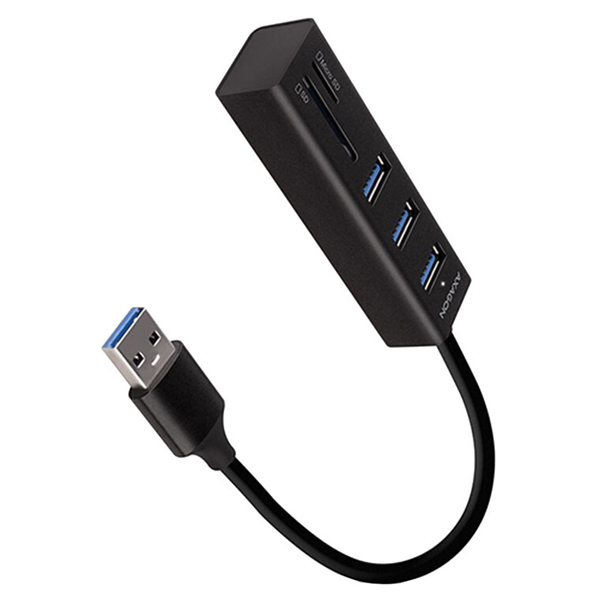 AXAGON HMA-CR3A 3x USB-A + SD/microSD, USB3.2 Gen 1 hub, metal, 20 cm USB-A kábel