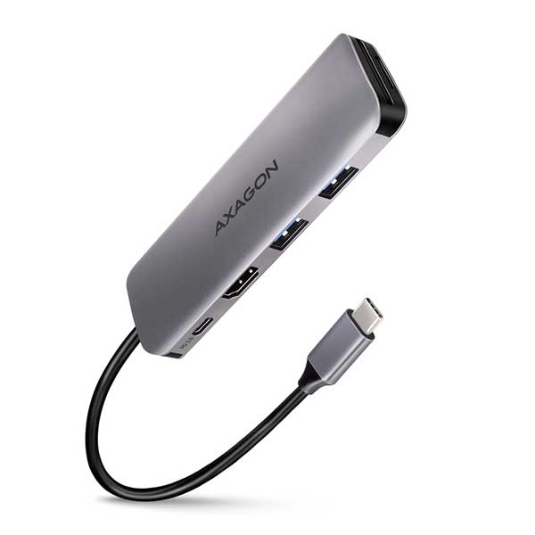 AXAGON HMC-5 2x USB-A, HDMI, SD/microSD, USB 3.2 Gen 1 hub, PD 100W, 20cm USB-C kábel