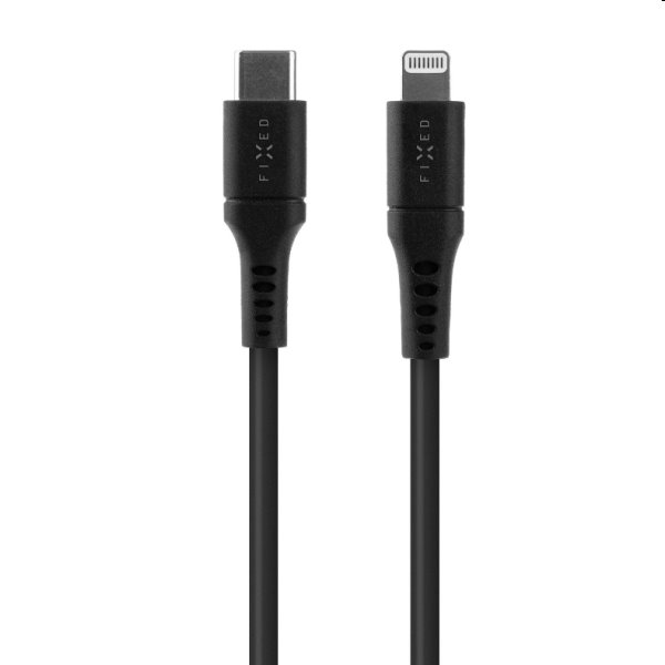 FIXED Adat- és töltőkábel USB-C/Lightning MFI, PD, 0,5 m, fekete